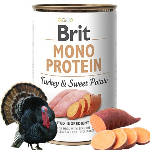 BRIT MONO protein MIX smaków 6x400 g dla PSA Z ALERGIĄ + GRATIS