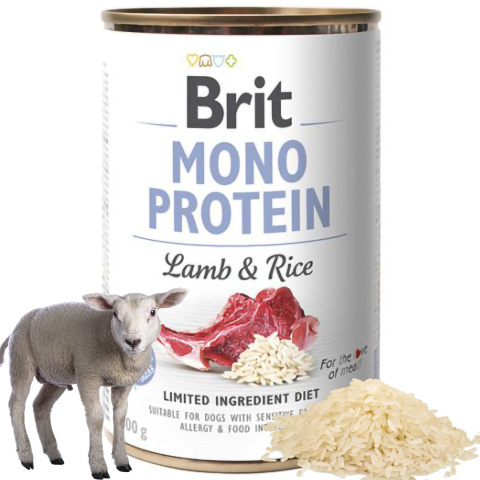 BRIT MONO protein MIX smaków 6x400 g dla PSA Z ALERGIĄ + GRATIS