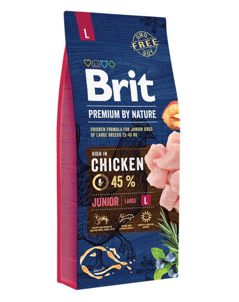 Brit Premium By Nature Junior Large Kurczak 15 kg - dla juniorów ras dużych