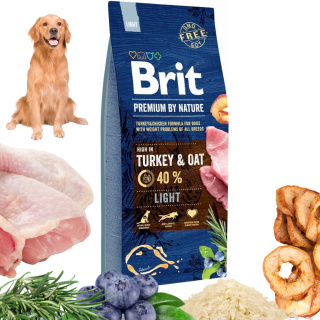 BRIT PREMIUM BY NATURE LIGHT TURKEY Karma sucha z indykiem i owsem 15KG