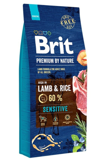 Brit Premium By Nature Sensitive 15 kg Jagnięcina z ryżem - dla dorosłych psów wszystkich ras