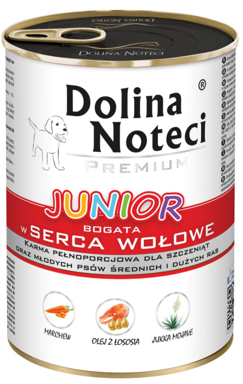 Dolina Noteci Premium Junior bogata w serca wołowe 400 g