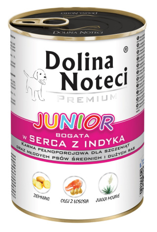 Dolina Noteci Premium Junior bogata w serca z indyka 400 g