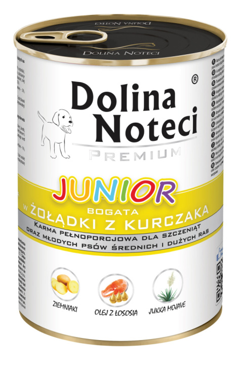 Dolina Noteci Premium Junior bogata w żołądki z kurczaka 400 g